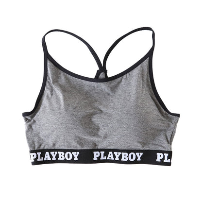 スポーツブラ ハーフトップ レディース スポブラ yバック 婦人 シンプル ブランド ヨガ M L LL ウォーキング ストレッチ PLAYBOY 下着 肌着 インナー PLAY BOY かっこいい 綿混 (在庫限り)