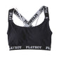 スポーツブラ ハーフトップ レディース スポブラ クロスバック 婦人 シンプル ブランド ヨガ M L LL ウォーキング ストレッチ PLAYBOY 下着 肌着 インナー PLAY BOY かっこいい バッククロス レイヤード 綿混 (在庫限り)