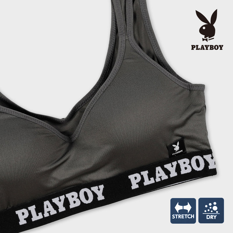 ハーフトップ レディース スポーツブラ スポブラ 婦人 シンプル ブランド ヨガ M L LL ウォーキング ストレッチ PLAYBOY 下着 肌着 インナー PLAY BOY かっこいい