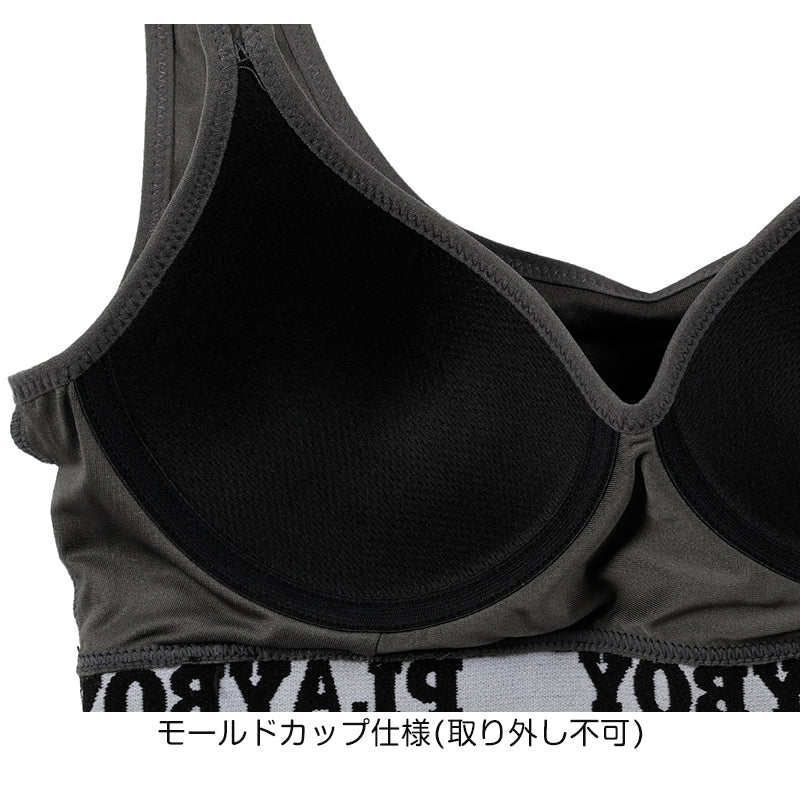 ハーフトップ レディース スポーツブラ スポブラ 婦人 シンプル ブランド ヨガ M L LL ウォーキング ストレッチ PLAYBOY 下着 肌着 インナー PLAY BOY かっこいい