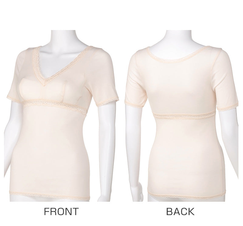 カップ付きインナー 3分袖インナー 半袖 カップ付き レディース 吸汗速乾 ドライ アツギ M L LL 下着 インナー ブラカップ付き レディースインナー 肌着 ATSUGIの肌着 アツギの肌着