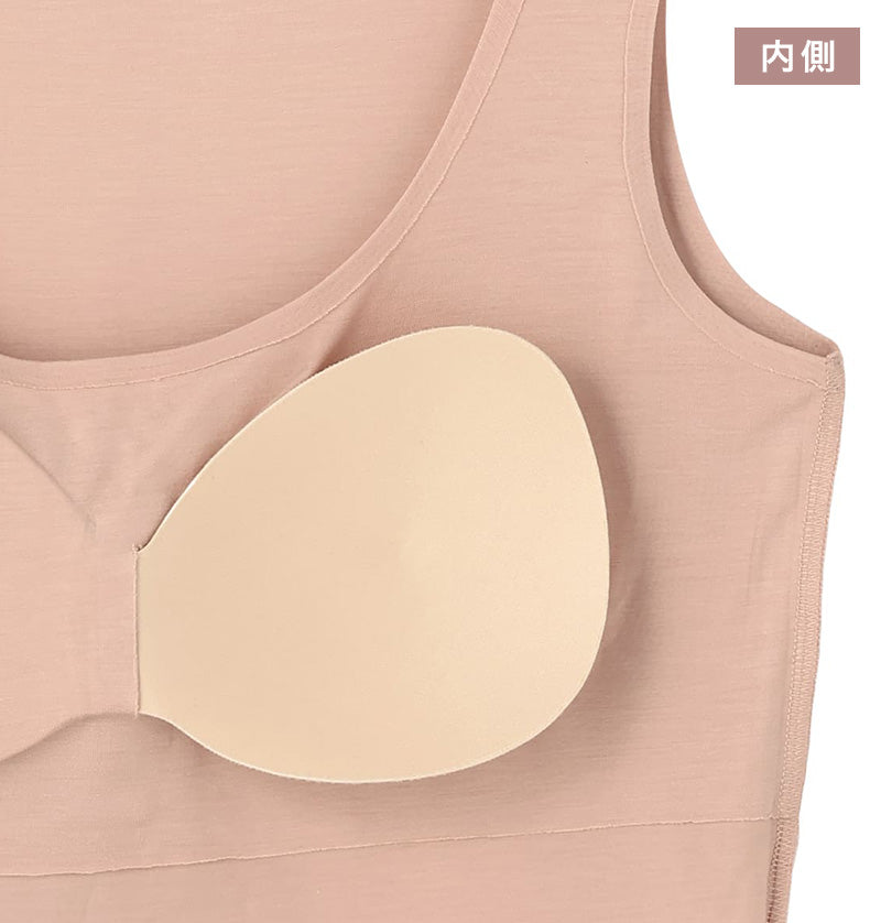 カップ付きタンクトップ レディース タンクトップ カップ付き インナー ブラトップ アウターにひびきにくい シームレス 肌着 アツギ M L LL 婦人 ノースリーブ ベージュ ピンク 下着 アスティーグ ASTIGU