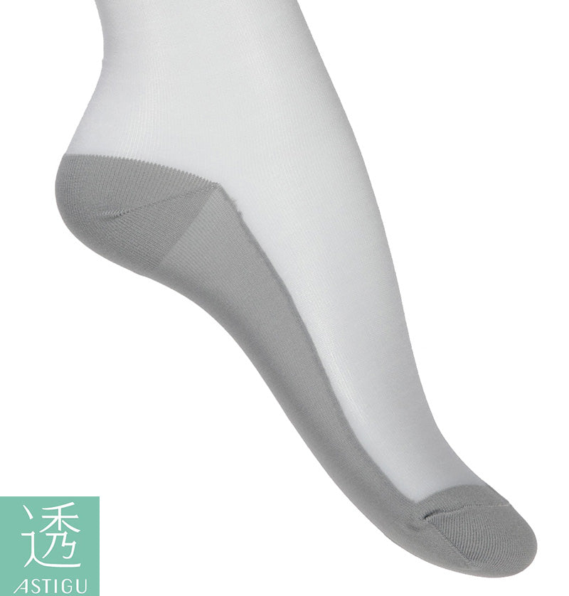 アスティーグ 透 ショートストッキング ストッキング クルー丈 クルーソックス 22-24cm ASTIGU 婦人 ベージュ 黒 グレー 白 透明感 伸縮性