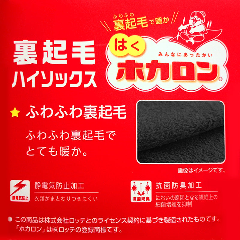 レディース ハイソックス 裏起毛 靴下 ひざ下 ソックス ひざ下丈 ホカロン あたたかい あったかい 防寒 260デニール相当 22-25cm 暖かい 保温 アツギ 黒 atsugi 冬 秋 寒さ対策