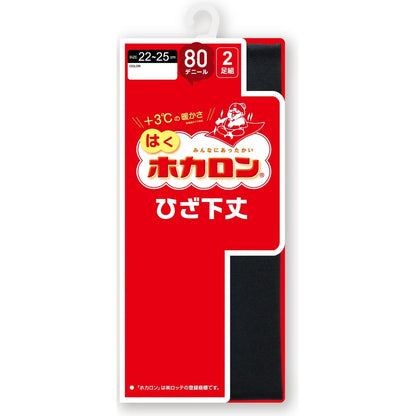 レディース ハイソックス 靴下 ひざ下 2足組 ソックス ひざ下丈 ホカロン あたたかい あったかい 防寒 80デニール 22-25cm 暖かい 蓄熱 アツギ 黒 atsugi 冬 秋 寒さ対策 2p