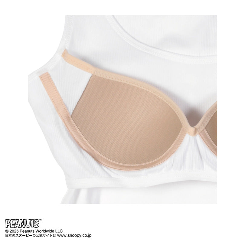 カップ付きタンクトップ キッズ 小学生 タンクトップ 子供 リブ 女の子 スヌーピー 150cm 160cm 165cm 女児 カップ付タンクトップ インナー 下着 中学生 女子 カップ付きインナー パッド付き ジュニアブラ ファーストブラ
