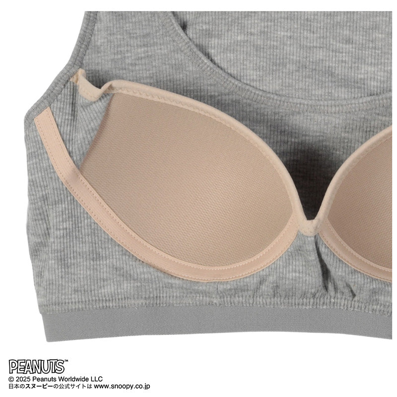 ジュニアブラ ハーフトップ キッズ 小学生 ファーストブラ 子供 リブ 女の子 スヌーピー 150cm 160cm 165cm 女児 インナー 下着 中学生 女子 カップ付きインナー パッド付き