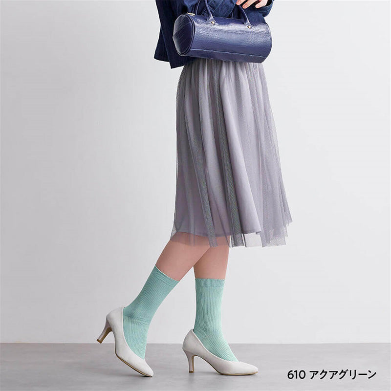 ソックス レディース リブソックス カラーソックス ロークルー丈 Atsugi COLORS アツギカラーズ 23-24cm 抗菌防臭 吸汗 リブ編み おしゃれ 靴下 フィット ニュアンスカラー デイリー 通勤 オフィス カジュアル シンプル かわいい コーデ映え 差し色