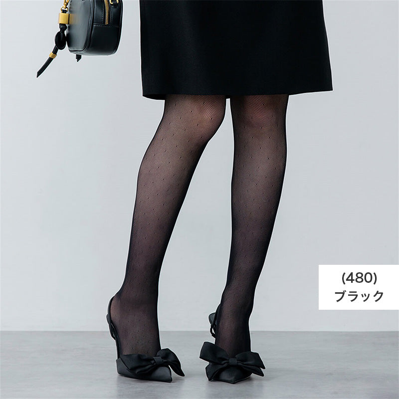 アツギ ATSUGI ストッキング ドット柄 レディース 網タイツ 柄ストッキング S-L 可愛い セクシー 大人 女性 婦人 おしゃれ カジュアル 黒 ベージュ トレンド 伝線しにくい ストレッチ 伸縮 快適 パンスト ファッションタイツ