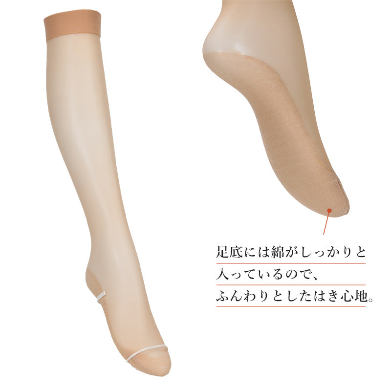 アツギ 靴下 レディース ソックス 足底綿入り ストッキング ひざ下 クチゴムゆったり 22-25cm ソックスストッキング 締め付けない ベージュ 黒 無地 つま先補強