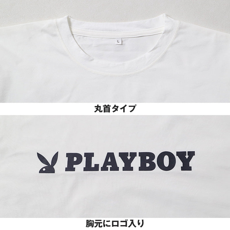 Tシャツ メンズ 半袖 クルーネック 吸汗速乾 インナー スポーツ PLAYBOY M L LL プレイボーイ ロゴTシャツ 半袖Tシャツ メンズTシャツ 丸首Tシャツ カットソー トップス ストレッチ 通気性 シンプル 夏
