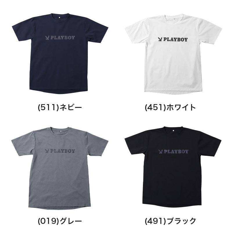 Tシャツ メンズ 半袖 クルーネック 吸汗速乾 インナー スポーツ PLAYBOY M L LL プレイボーイ ロゴTシャツ 半袖Tシャツ メンズTシャツ 丸首Tシャツ カットソー トップス ストレッチ 通気性 シンプル 夏