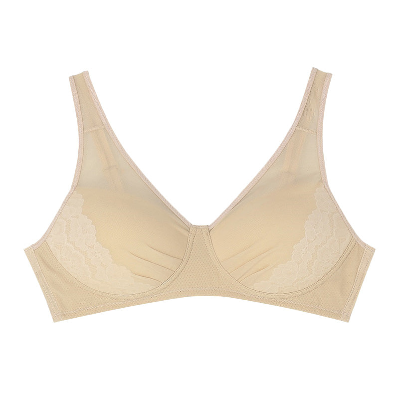 アツギ ブラジャー ノンワイヤー レディース シームレスカップ 軽い 軽量 レースブラ 脇肉すっきり M L LL 夏 ブラ 下着 インナー 吸汗速乾 メッシュカップ 脇高ブラ 4列ホック 美胸 レディースブラ