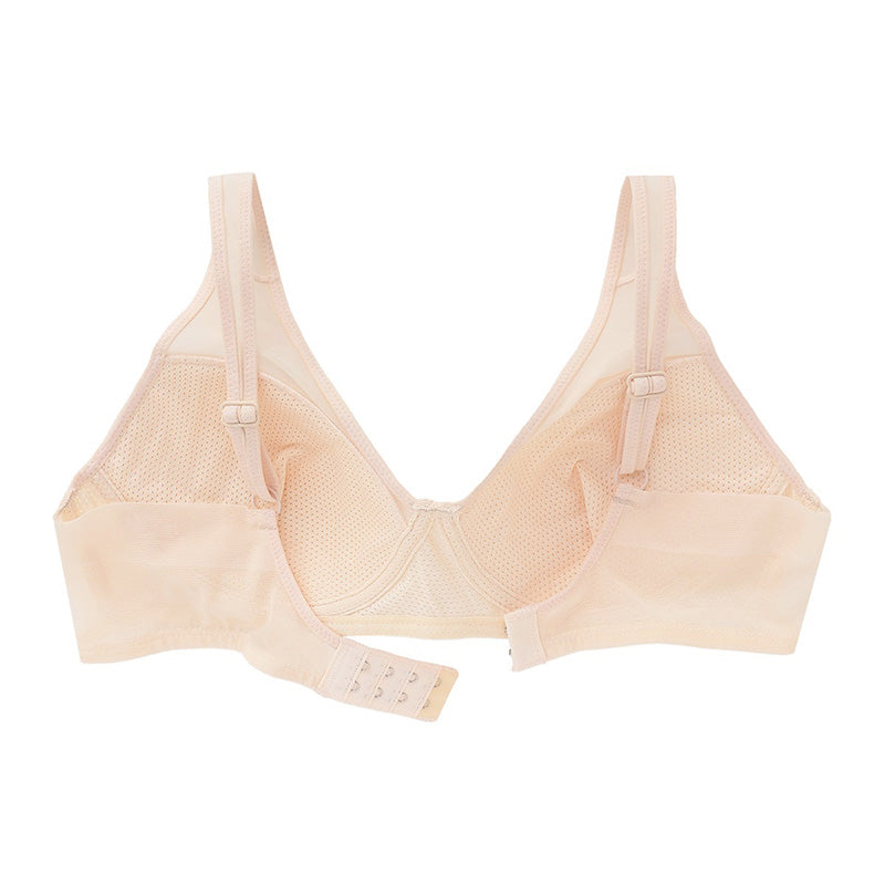 アツギ ブラジャー ノンワイヤー レディース シームレスカップ 軽い 軽量 レースブラ 脇肉すっきり M L LL 夏 ブラ 下着 インナー 吸汗速乾 メッシュカップ 脇高ブラ 4列ホック 美胸 レディースブラ