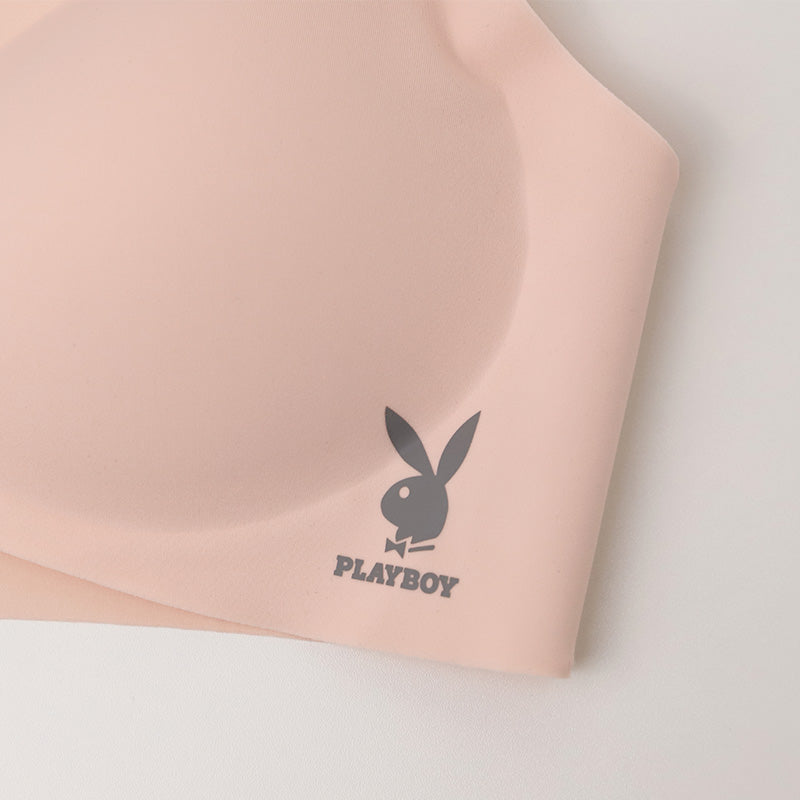 ブラジャー ノンワイヤー シームレス レディース PLAYBOY 接着 ナイロン ストレッチ 響きにくい M L LL ブラ ワイヤーなし タグレス インナー 下着 ひびかないブラ 無地 シンプル 楽ちん 快適 デイリー