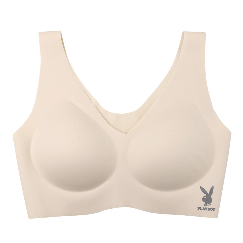 ハーフトップ ノンワイヤー シームレス レディース 接着 ナイロントリコット PLAYBOY M L LL ストレッチ 響きにくい カップ付き ブラトップ インナー ワイヤーなし タグレス ひびかないブラ 無地 シンプル 快適
