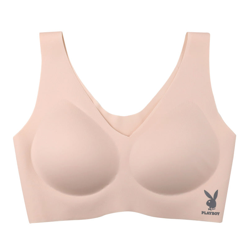 ハーフトップ ノンワイヤー シームレス レディース 接着 ナイロントリコット PLAYBOY M L LL ストレッチ 響きにくい カップ付き ブラトップ インナー ワイヤーなし タグレス ひびかないブラ 無地 シンプル 快適