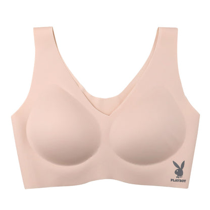 ハーフトップ ノンワイヤー シームレス レディース 接着 ナイロントリコット PLAYBOY M L LL ストレッチ 響きにくい カップ付き ブラトップ インナー ワイヤーなし タグレス ひびかないブラ 無地 シンプル 快適