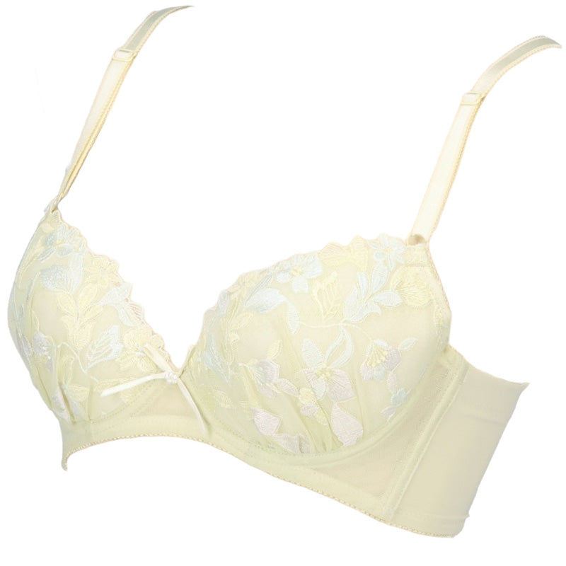 レディース ブラジャー 脇高 ソフトワイヤー パッド入り 取り外しパッド 吸汗速乾 カップ裏メッシュ ワイヤーブラ A70 A75 A80 A85 B70 B75 B80 B85 C70 C75 C80 C85 チュールレース 4列ホック ポリエステル2WAY 脇上折返し 脇すっきり シルエット
