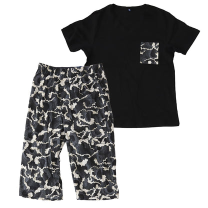 綿100% ステテコ メンズ 上下セット 夏 パジャマ 部屋着 半袖 vネック M～LL Tシャツ 夏用 ルームウエア ルームウェア 上下 父の日 プレゼント ギフト 60代 50代 70代 実用的 服