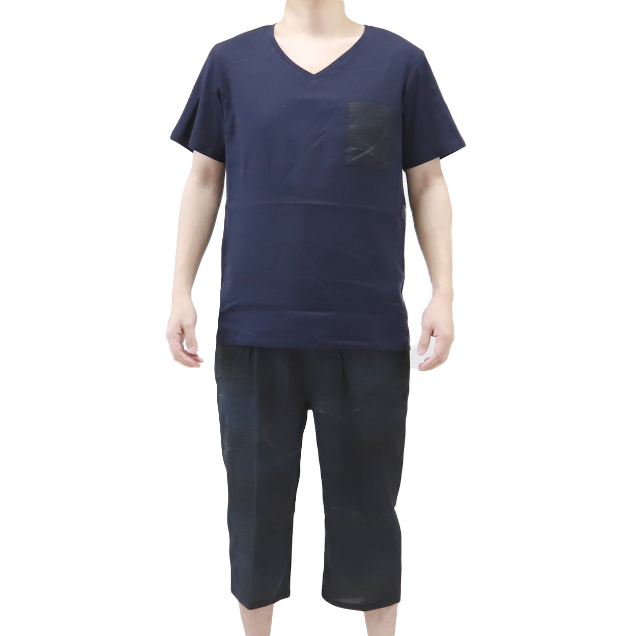 綿100% ステテコ メンズ 上下セット 夏 パジャマ 部屋着 半袖 vネック M～LL Tシャツ 夏用 ルームウエア ルームウェア 上下 父の日 プレゼント ギフト 60代 50代 70代 実用的 服