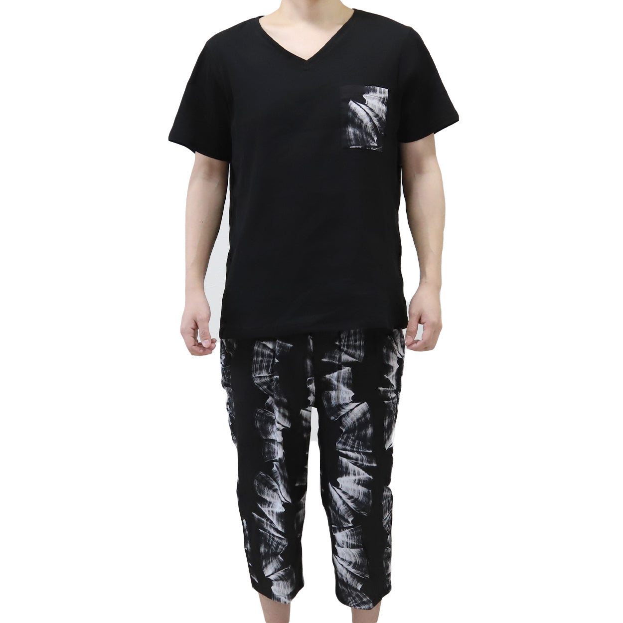 綿100% ステテコ メンズ 上下セット 夏 パジャマ 部屋着 半袖 vネック M～LL Tシャツ 夏用 ルームウエア ルームウェア 上下 父の日 プレゼント ギフト 60代 50代 70代 実用的 服