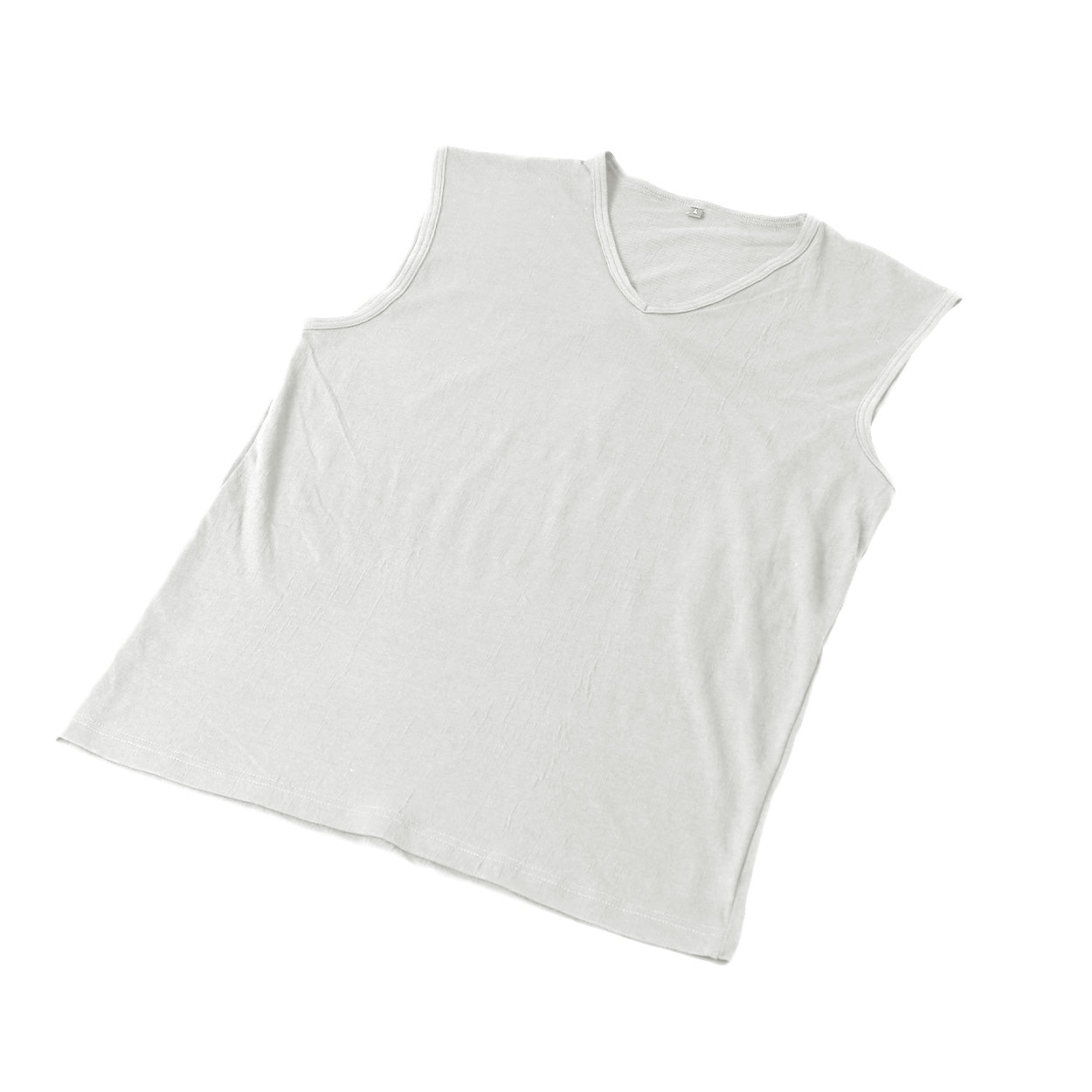 メンズ インナー 夏 ノースリーブ vネック tシャツ 速乾 シャリ感 ストレッチ サラサラ M～LL 涼しい クレープ 綿 ムレない 蒸れにくい べたつかない v首 薄手 下着 肌着 男性 紳士 (在庫限り)
