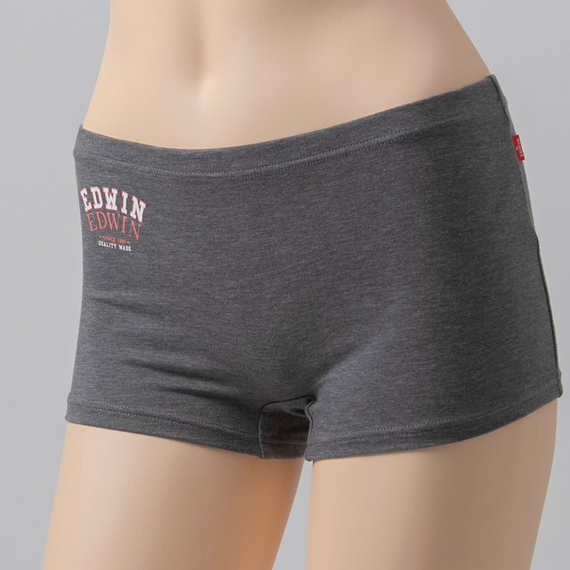 EDWIN レディース ショーツ 1分丈 綿素材 優しい肌触り フィット感 やわらか ストレッチ 動きやすい 下着 インナー 女子 黒 グレー チャコール M L M・L