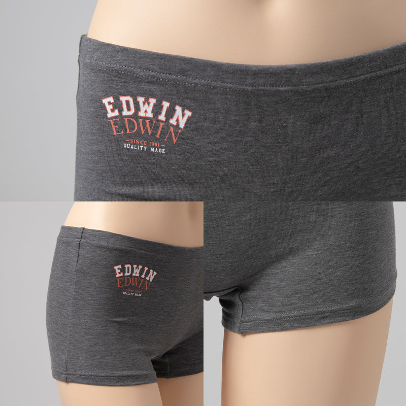 EDWIN レディース ショーツ 1分丈 綿素材 優しい肌触り フィット感 やわらか ストレッチ 動きやすい 下着 インナー 女子 黒 グレー チャコール M L M・L