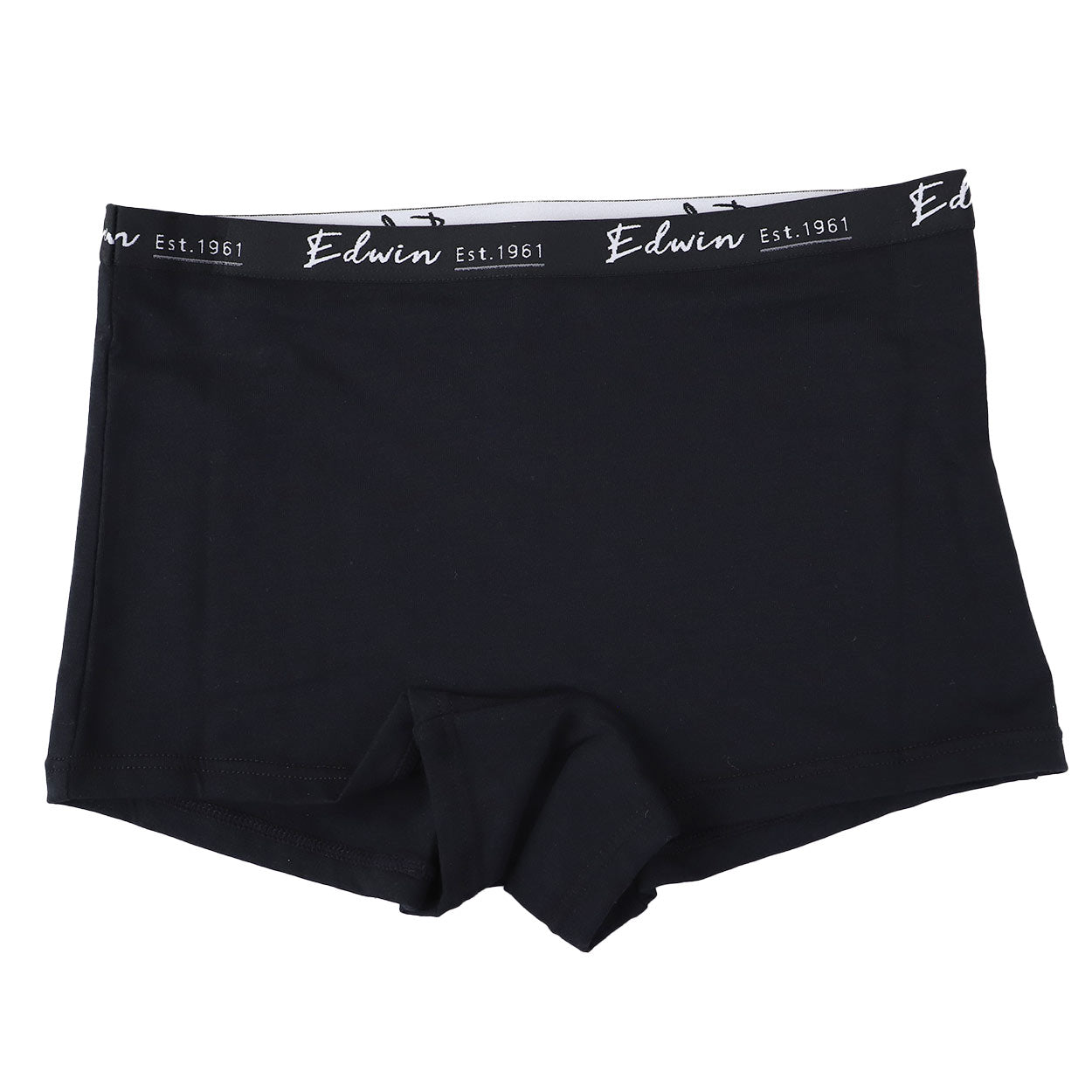 EDWIN ショーツ 1分丈 レディース 綿 ボクサー パンツ 下着 インナー 女性 女子 スポーツ リラックス ストレッチ 動きやすい ロゴ バックプリント 黒 グレー チャコール M L