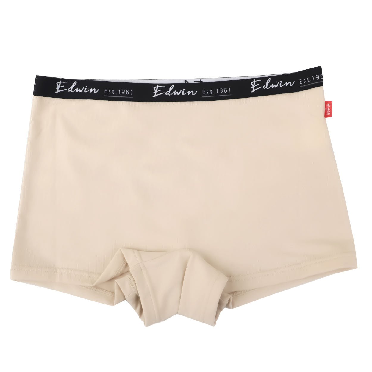 EDWIN ショーツ 1分丈 レディース 綿 ボクサー パンツ 下着 インナー 女性 女子 スポーツ リラックス ストレッチ 動きやすい ロゴ バックプリント 黒 グレー チャコール M L