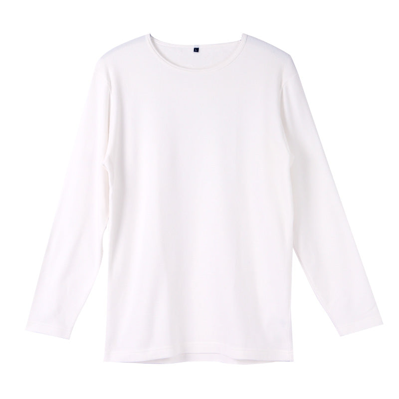 メンズ インナー 長袖 クルーネック 暖かい 保温 あったか 綿混 両起毛 M L LL 防寒 寒さ対策 温活 免活 冬 コットン 冷え対策 作業着 裏起毛 スポーツ ジョギング ランニング アウトドア キャンプ 背中部分当て布付き あったかインナー