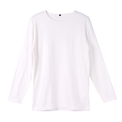 メンズ インナー 長袖 クルーネック 暖かい 保温 あったか 綿混 両起毛 M L LL 防寒 寒さ対策 温活 免活 冬 コットン 冷え対策 作業着 裏起毛 スポーツ ジョギング ランニング アウトドア キャンプ 背中部分当て布付き あったかインナー