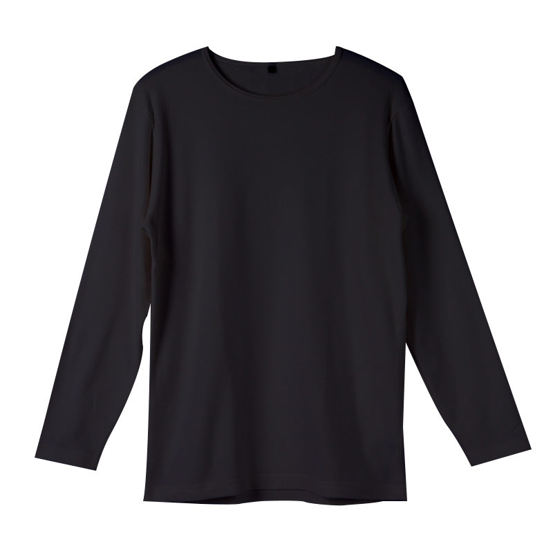 メンズ インナー 長袖 クルーネック 暖かい 保温 あったか 綿混 両起毛 M L LL 防寒 寒さ対策 温活 免活 冬 コットン 冷え対策 作業着 裏起毛 スポーツ ジョギング ランニング アウトドア キャンプ 背中部分当て布付き あったかインナー