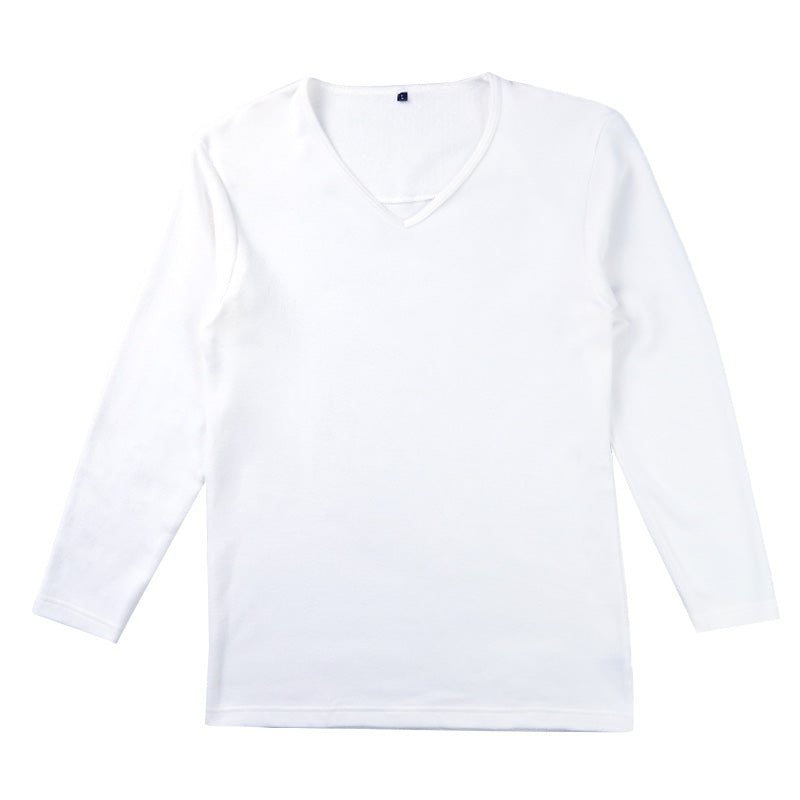 メンズ インナー 長袖 Vネック 暖かい 保温 あったか 綿混 両起毛 M L LL 防寒 寒さ対策 温活 免活 冬 コットン 冷え対策 作業着 裏起毛 スポーツ ジョギング ランニング アウトドア キャンプ 背中部分当て布付き あったかインナー