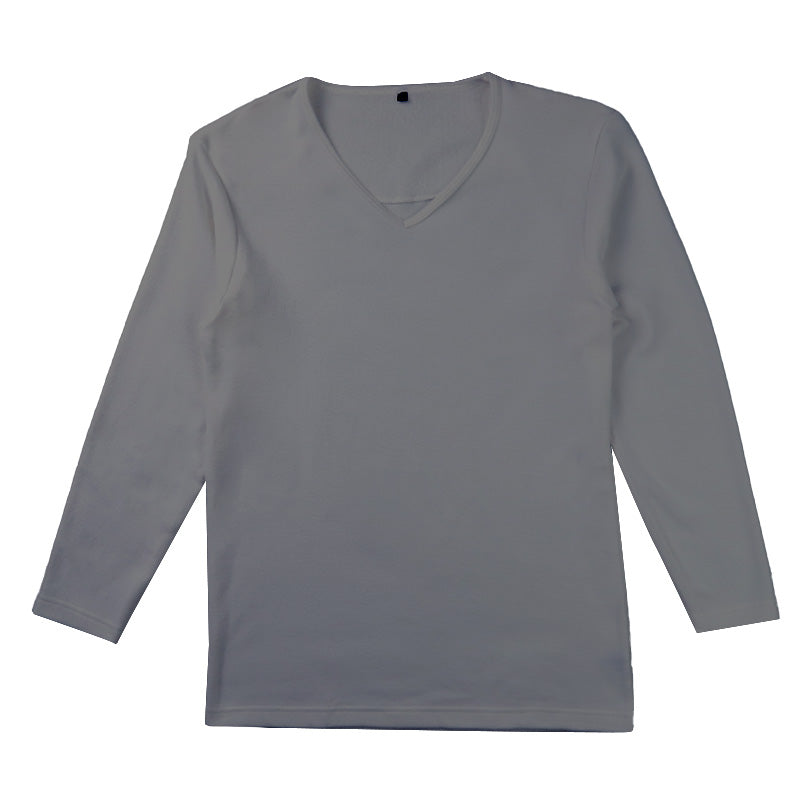 メンズ インナー 長袖 Vネック 暖かい 保温 あったか 綿混 両起毛 M L LL 防寒 寒さ対策 温活 免活 冬 コットン 冷え対策 作業着 裏起毛 スポーツ ジョギング ランニング アウトドア キャンプ 背中部分当て布付き あったかインナー