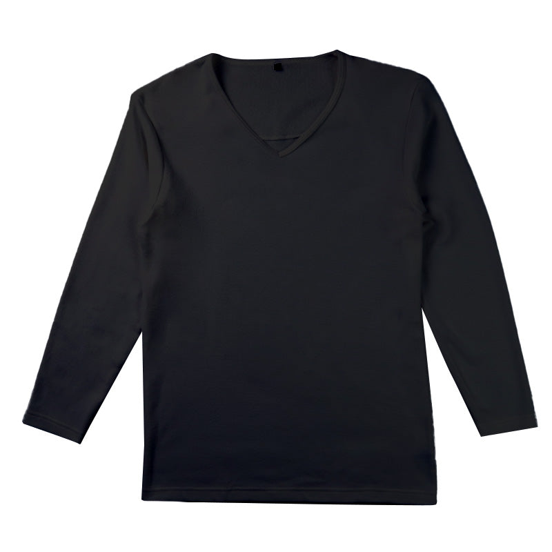 メンズ インナー 長袖 Vネック 暖かい 保温 あったか 綿混 両起毛 M L LL 防寒 寒さ対策 温活 免活 冬 コットン 冷え対策 作業着 裏起毛 スポーツ ジョギング ランニング アウトドア キャンプ 背中部分当て布付き あったかインナー