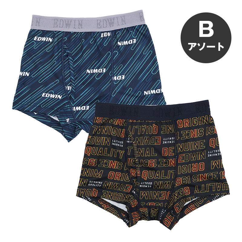2枚組 ボクサーパンツ エドウィン キッズ ボクサーブリーフ EDWIN 前開き M L LL メッシュ 快適 ストレッチ 人気 夏にも快適 スポーツ アウトドア ブランド インナー パンツ 男児 ジュニア 肌着