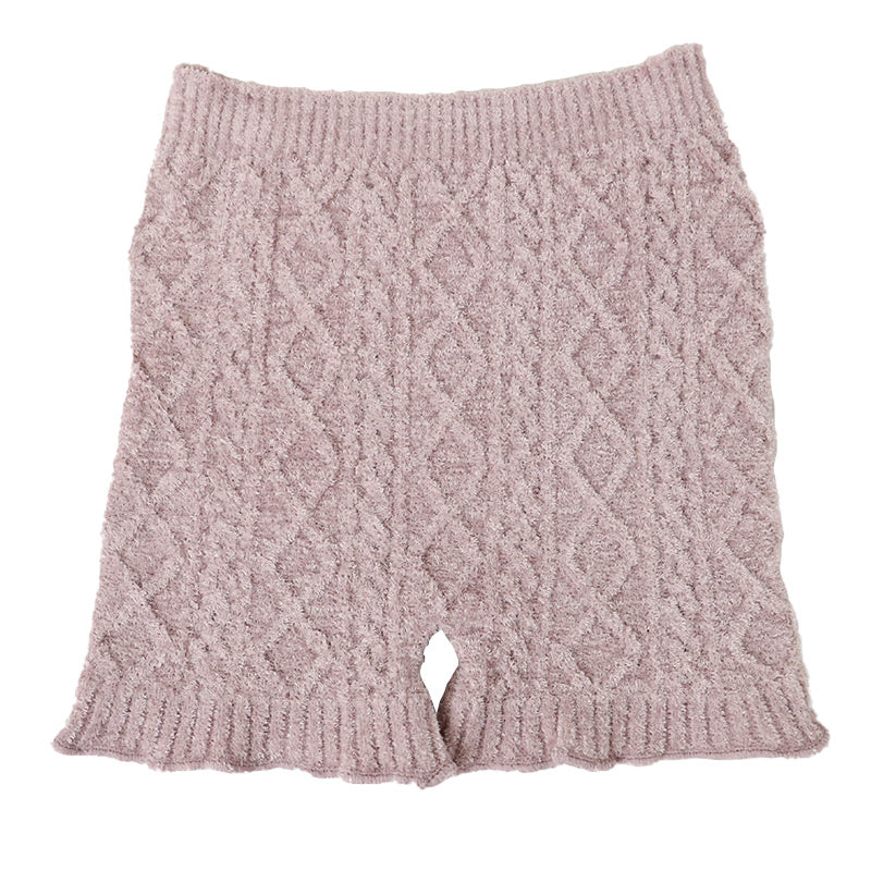 1分丈ボトム パンツ 温活 レディース 一分丈 スパッツ 防寒 あったか 秋 冬 M L LL ストレッチ モール糸ケーブル編み 柔らかい 厚地 暖かい あったかインナー ふわふわ もこもこ 締め付けない リラックス