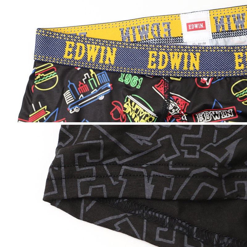 EDWIN ボクサーパンツ メンズ 前開き ボクサーブリーフ 立体設計 アウトゴム M L LL ベア天竺 無地 インナー パンツ 下着 アンダーウェア 紳士 男性用 フィット 動きやすい デイリー グレー 滑らか 肌ざわり 前あき