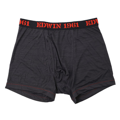 EDWIN ボクサーパンツ メンズ 前開き ボクサーブリーフ 立体設計 アウトゴム M L LL カチオン 無地 インナー パンツ 下着 アンダーウェア 紳士 男性用 フィット 動きやすい デイリー チャコール グレー 滑らか 肌ざわり 前あき