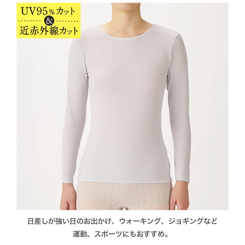 UVカット 長袖インナー レディース UV対策 紫外線対策 吸水速乾 通気性 軽量 M L LL 長袖 インナー アンダーシャツ 日焼け対策 夏用 薄手 さらさら 快適 無地 タックリバーシブル ブラック グレー ピンク お出かけ 通勤 ドライブ 運転 レジャー