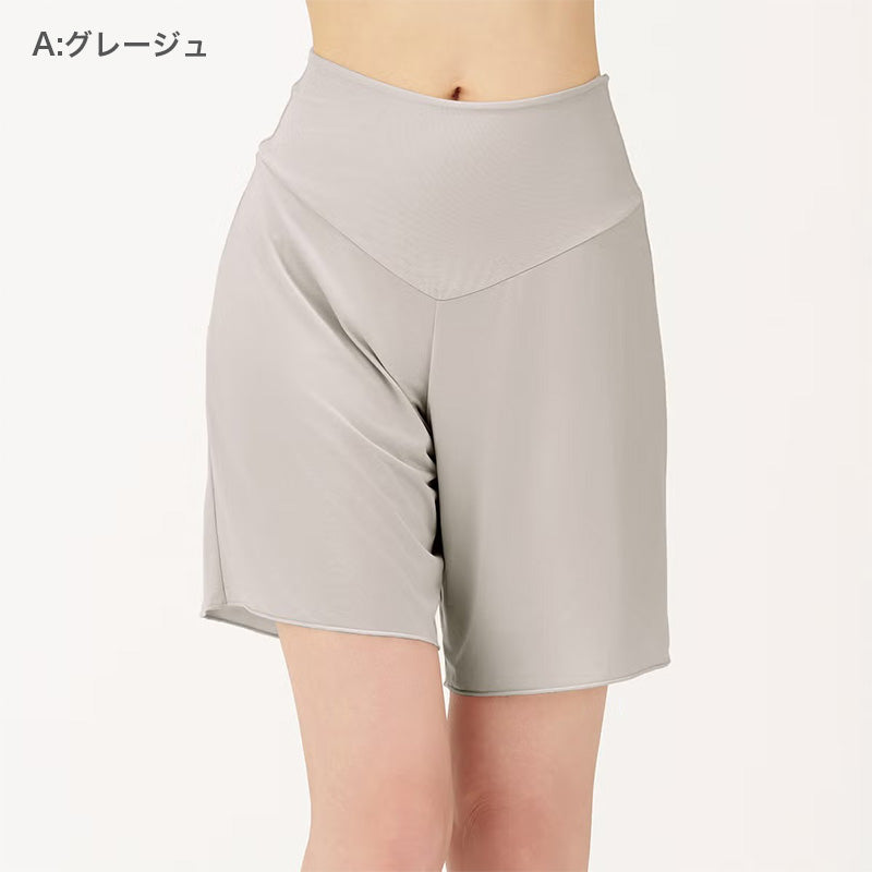 ペチパンツ 5分丈 レディース 接触冷感 吸水速乾 ひんやり ペチコート パンツ インナー M L LL 透け防止 シェイプ ストレッチ 通気性 ウエストゴムなし ボトムインナー 汗対策 張り付き防止 涼しい 夏 無地 さらさら シェイプネット お腹サポート
