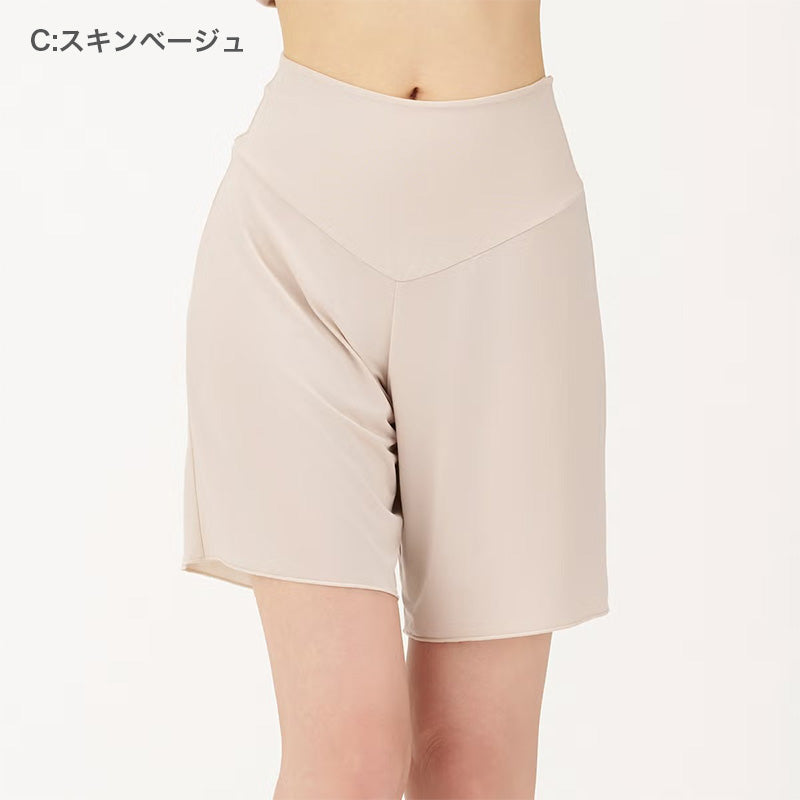 ペチパンツ 5分丈 レディース 接触冷感 吸水速乾 ひんやり ペチコート パンツ インナー M L LL 透け防止 シェイプ ストレッチ 通気性 ウエストゴムなし ボトムインナー 汗対策 張り付き防止 涼しい 夏 無地 さらさら シェイプネット お腹サポート