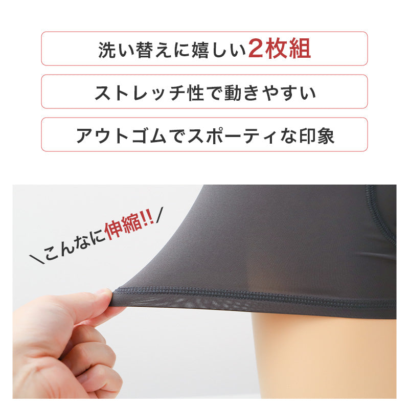 ボクサーパンツ メンズ 2枚組 前開き ストレッチ ボクサーブリーフ IRWALK 下着 肌着 アウトゴム 伸縮 フィット 速乾 洗い替え セット クロ チャコール M L LL メンズ下着 紳士下着 インナー パンツ 男性用 まとめ買い お得 2枚セット シンプル