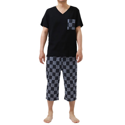 綿100% V首シャツ＋ステテコ 上下セット 父の日 プレゼント ギフト 実用的 服 部屋着 M L LL すててこ Tシャツ 涼しい 涼感 通気性 蒸れにくい 夏用 ルームウエア ルームウェア 上下 父の日 プレゼント ギフト 60代 50代 70代 実用的 服