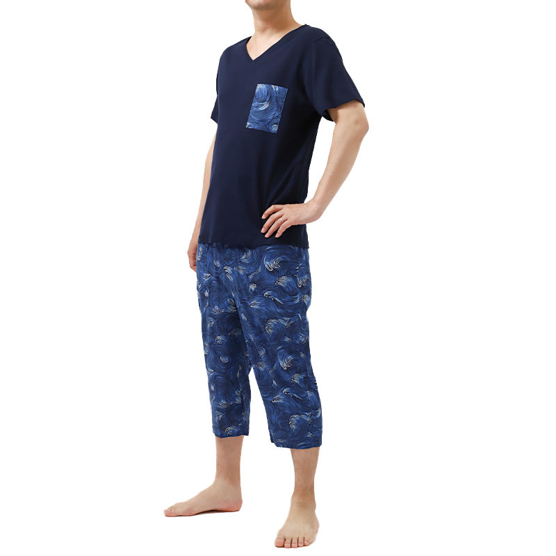 綿100% V首シャツ＋ステテコ 上下セット 父の日 プレゼント ギフト 実用的 服 部屋着 M L LL すててこ Tシャツ 涼しい 涼感 通気性 蒸れにくい 夏用 ルームウエア ルームウェア 上下 父の日 プレゼント ギフト 60代 50代 70代 実用的 服