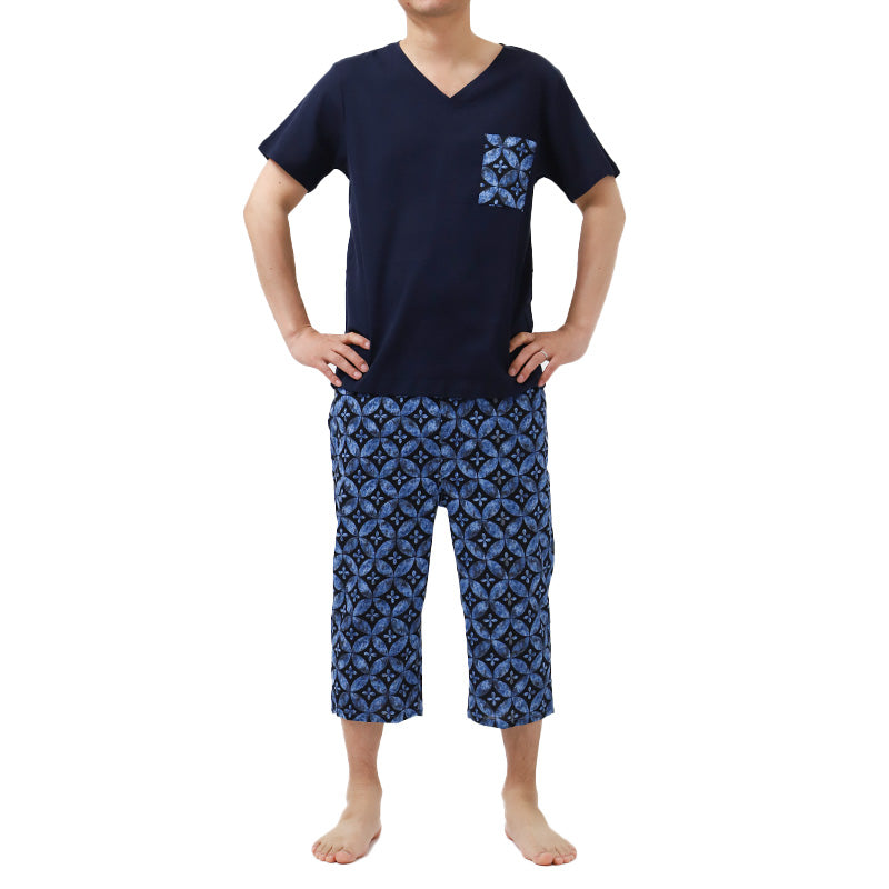 綿100% V首シャツ＋ステテコ 上下セット 父の日 プレゼント ギフト 実用的 服 部屋着 M L LL すててこ Tシャツ 涼しい 涼感 通気性 蒸れにくい 夏用 ルームウエア ルームウェア 上下 父の日 プレゼント ギフト 60代 50代 70代 実用的 服