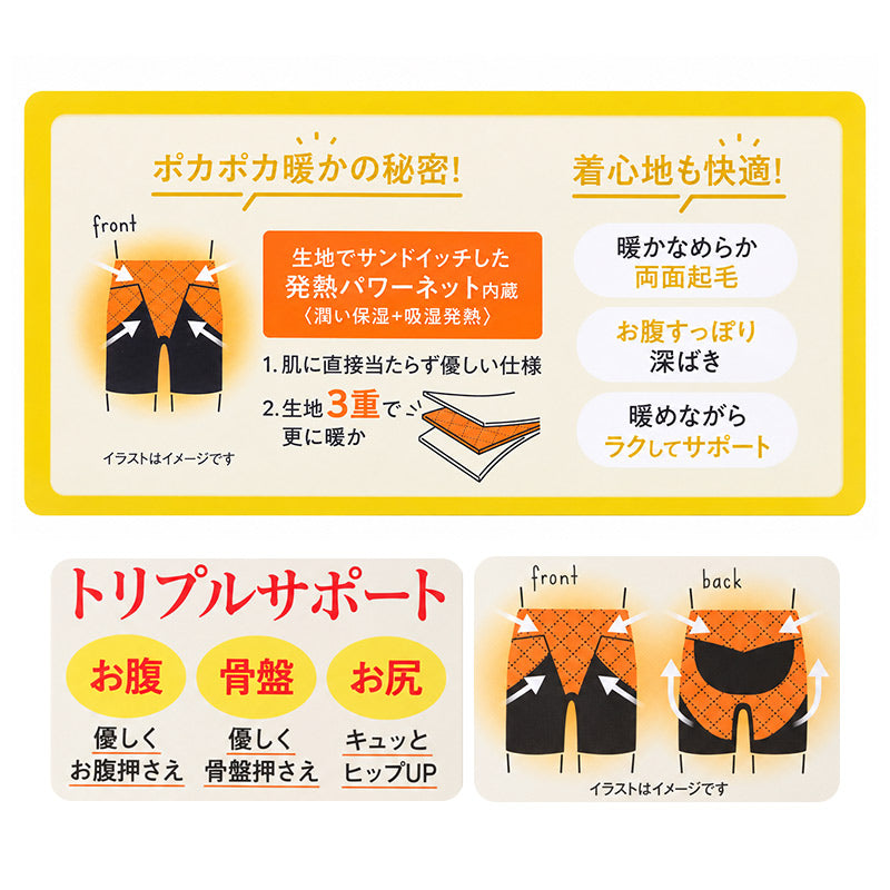 3分丈ボトム 補正下着 ガードル 3分丈 レディース お腹押さえ 骨盤サポート M L LL 冬 ヒップアップ 深ばき 吸湿発熱 発熱 保温 あったか 温活 ウエストゴムなし パワーネット ハイウエスト 1枚ばき 防寒 お腹すっぽり 太ももカバー 補整