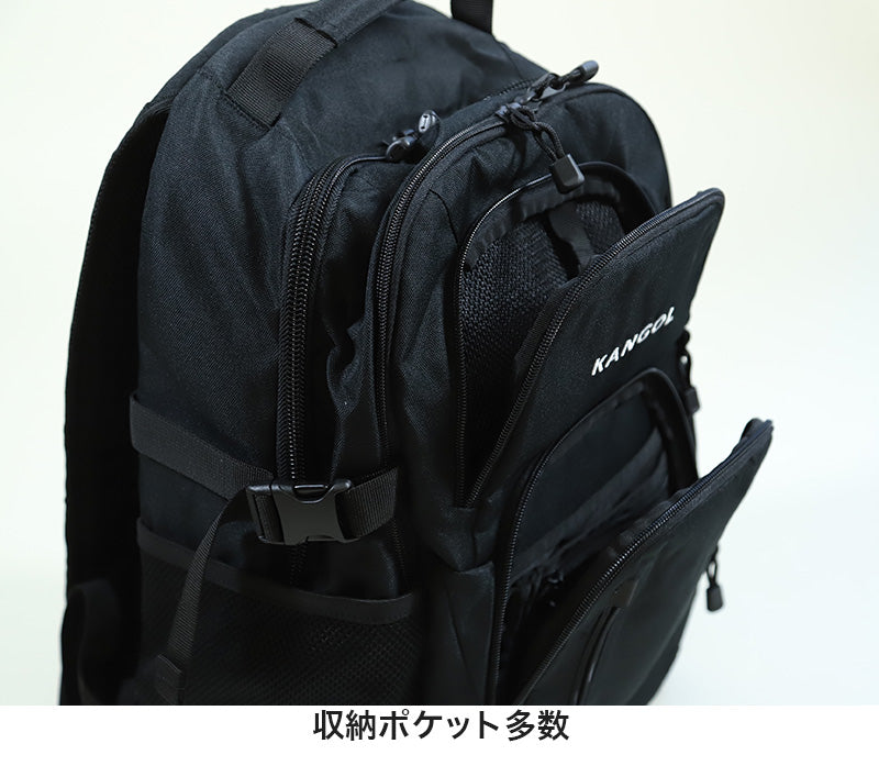 KANGOL リュック 通学 女子 男子 リュックサック 学生 スクールバッグ 横幅30cm×高さ45cm×マチ19cm バックパック 黒 レインカバー付き 学校 スクール 旅行 部活 バッグ ブランド 二泊 カンゴール (送料無料)